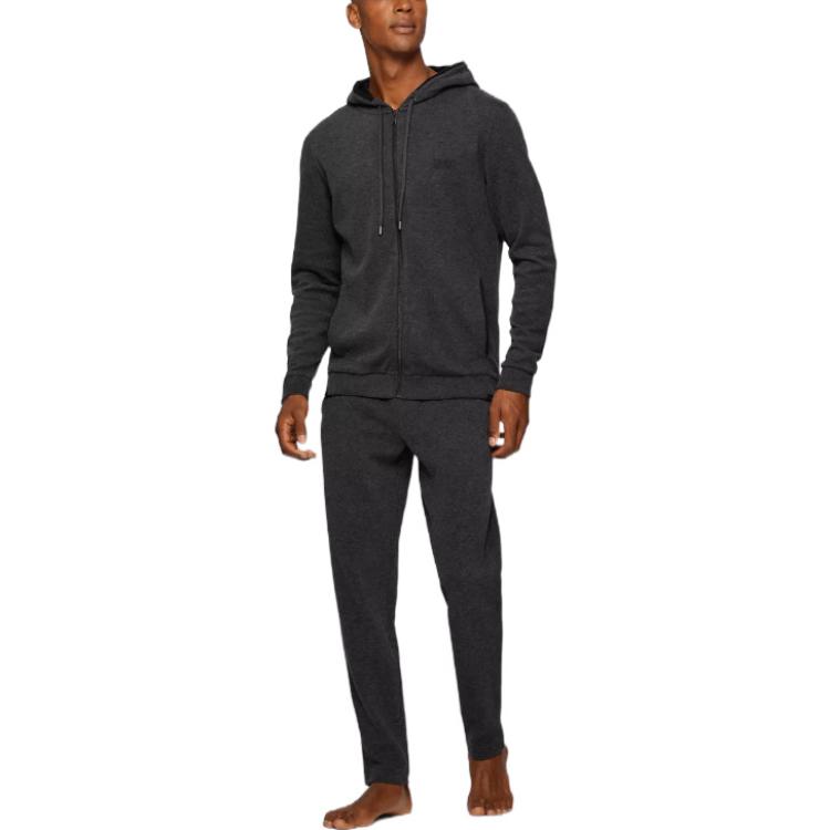 HUGO BOSS Solid Color Zip-Up Hooded Jacket in Dark Gray 50460386-010 圖 4