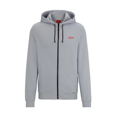 HUGO BOSS Solid Color Zip-Up Hoodie Jacket - Gray 50483673-034