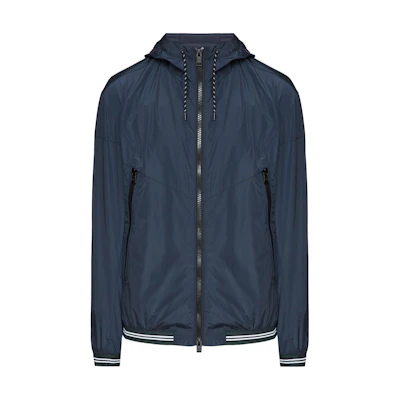 HUGO BOSS Solid Color Zip-Up Hoodie Jacket - Gray Blue 50483934-404