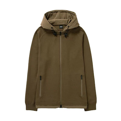 HUGO BOSS Solid Color Zip-Up Hoodie Jacket in Khaki 50495390-361