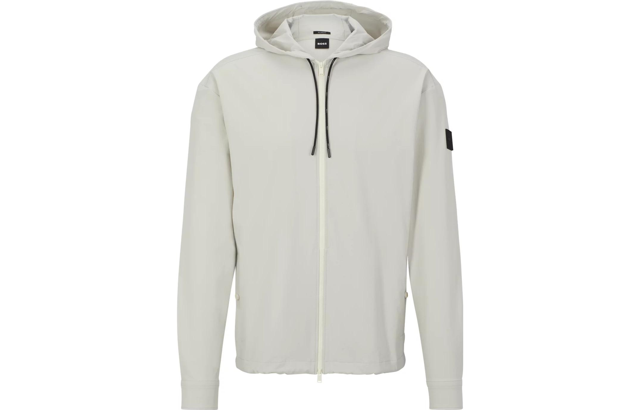 HUGO BOSS Solid Color Zip-Up Hoodie Jacket Light Beige 50497155-131