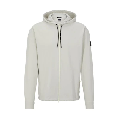 HUGO BOSS Solid Color Zip-Up Hoodie Jacket Light Beige 50497155-131