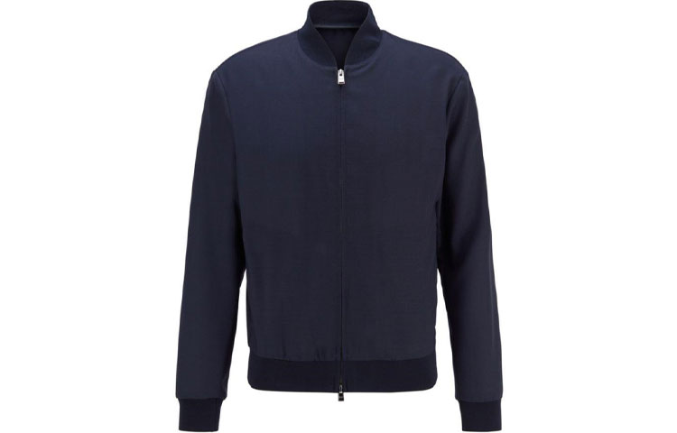 HUGO BOSS Solid Color Zip-Up Jacket Blue 50433889-402