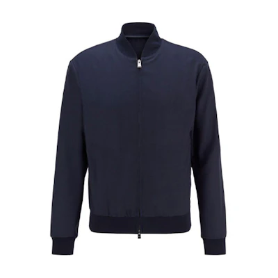 HUGO BOSS Solid Color Zip-Up Jacket Blue 50433889-402