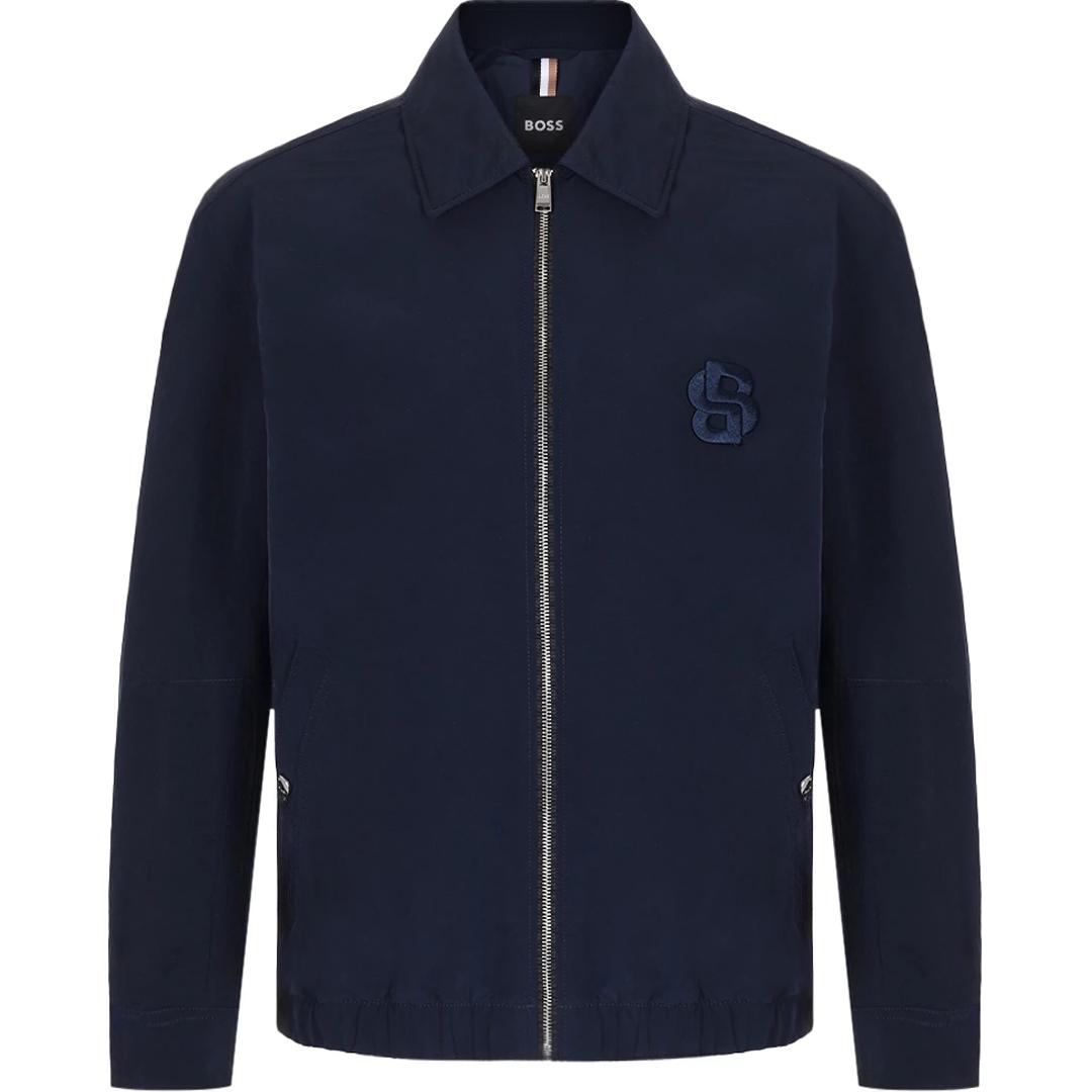 HUGO BOSS Solid Color Zip-Up Jacket Blue Long Sleeve Outerwear 50516266-404