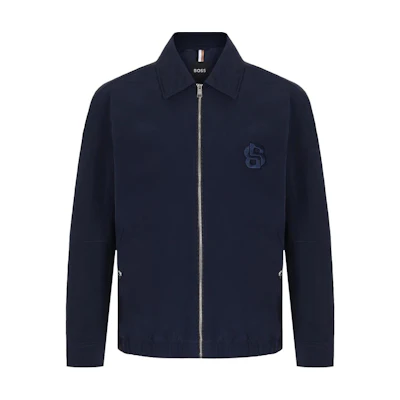 HUGO BOSS Solid Color Zip-Up Jacket Blue Long Sleeve Outerwear 50516266-404