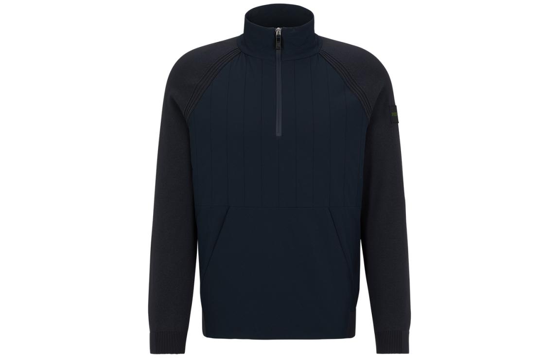 HUGO BOSS Solid Color zip-up Stand Collar Long Sleeve Sweatshirt 50493793-402