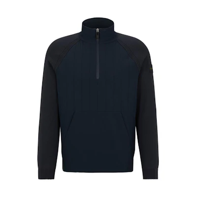 HUGO BOSS Solid Color zip-up Stand Collar Long Sleeve Sweatshirt 50493793-402
