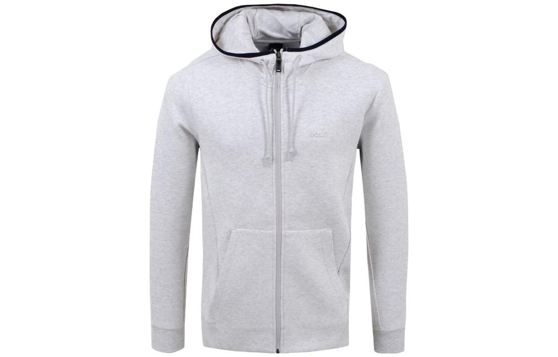 HUGO BOSS Solid Color Zip-Up Sweatshirt Grey 50472401-057