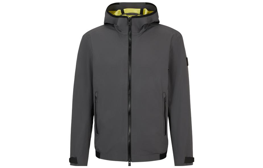 HUGO BOSS Solid Color Zip Hoodie Jacket in Mid Grey 50505175-032