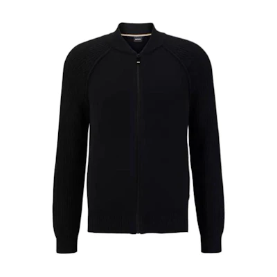 HUGO BOSS Solid Cotton Baseball Collar Long Sleeve Jacket 50489057-001