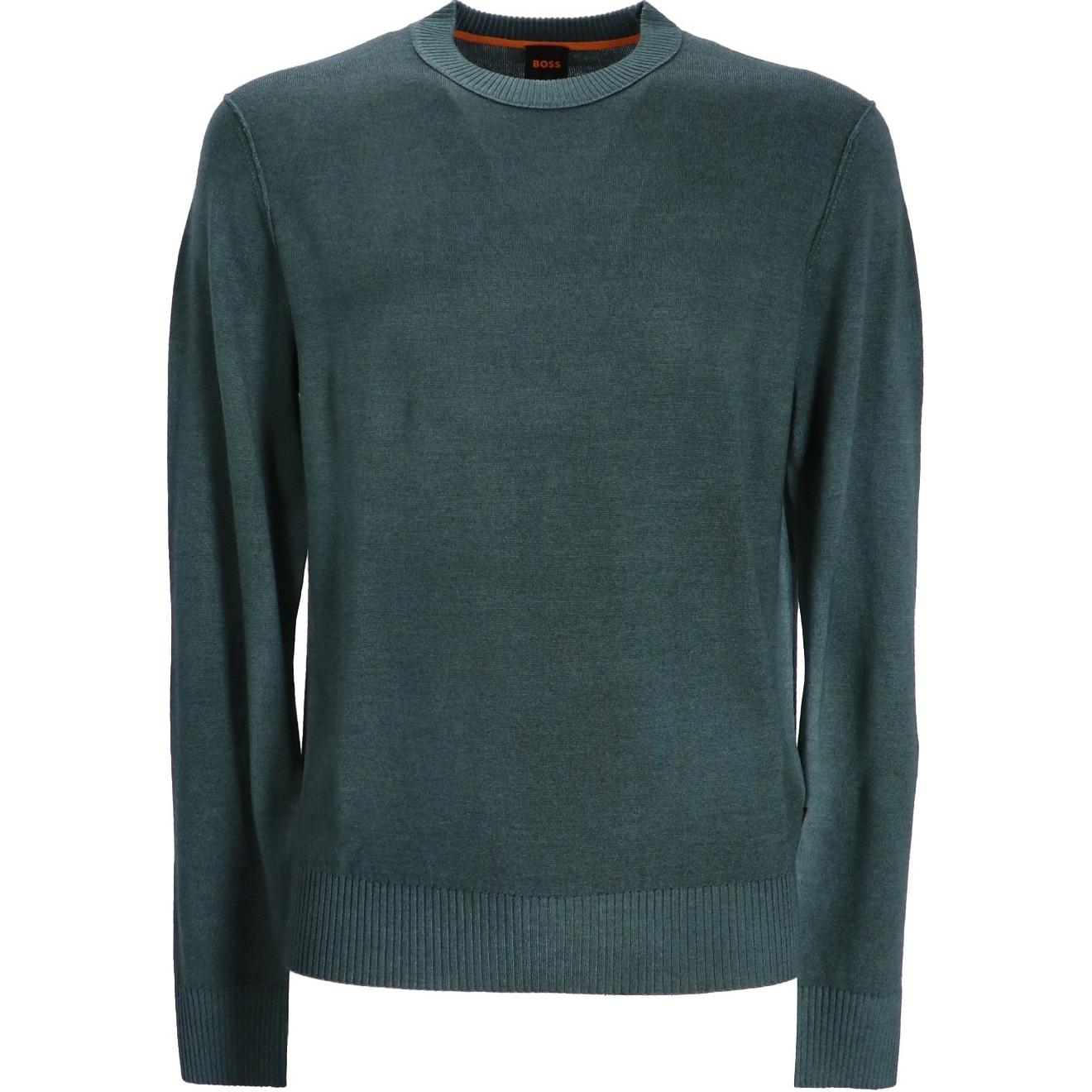HUGO BOSS Solid Crewneck Pullover Long-Sleeve Sweatshirt Men Dark Green 50484430-304