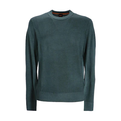 HUGO BOSS Solid Crewneck Pullover Long-Sleeve Sweatshirt Men Dark Green 50484430-304
