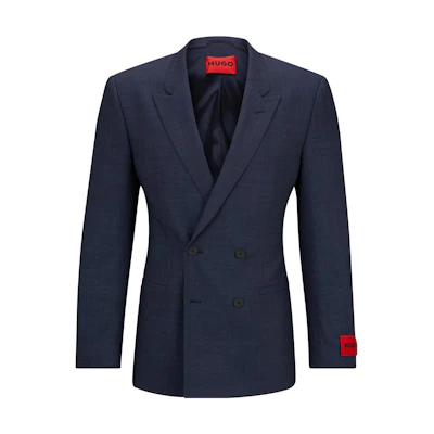 HUGO BOSS Solid Double-Breasted Long Sleeve Jacket Navy Blue 50497926-405