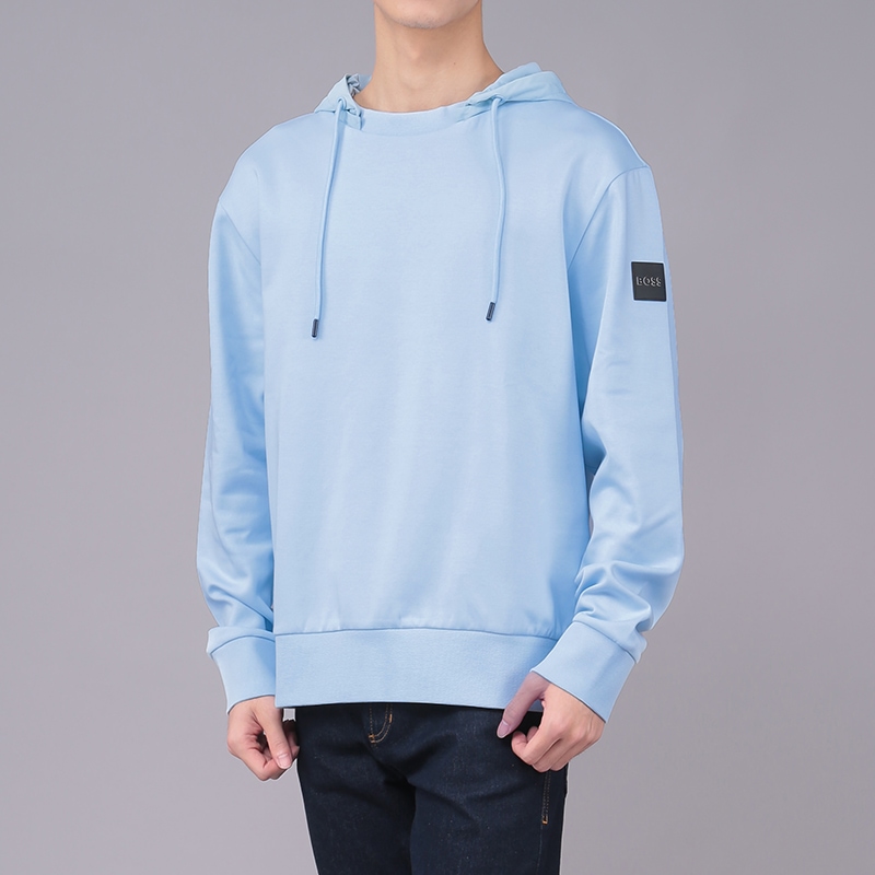 Purchase HUGO BOSS Hoodie Biru Polos Drawstring Pria - Pakaian Santai 50471723-453