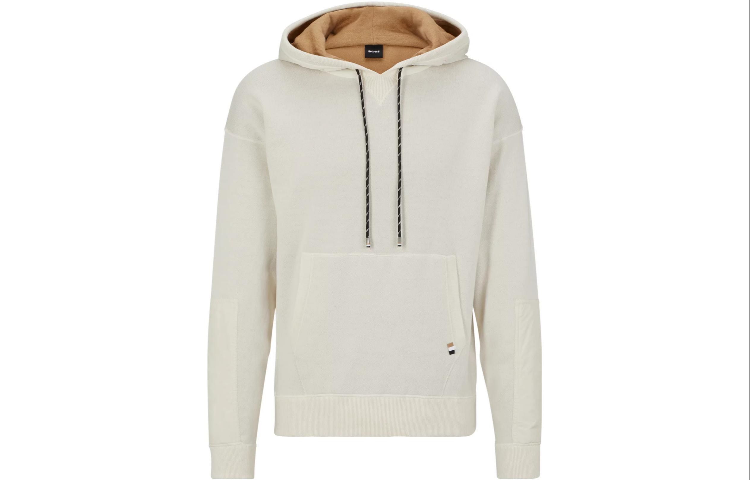 HUGO BOSS Solid Drawstring Pullover Hoodie White 50490569-131