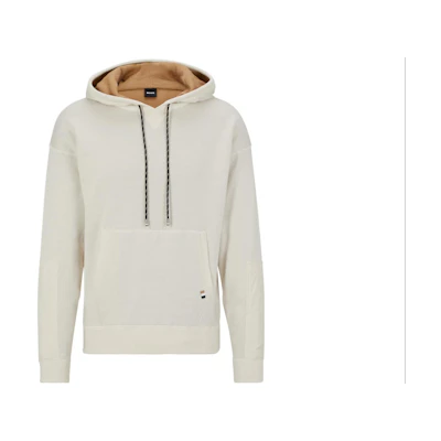 HUGO BOSS Solid Drawstring Pullover Hoodie White 50490569-131