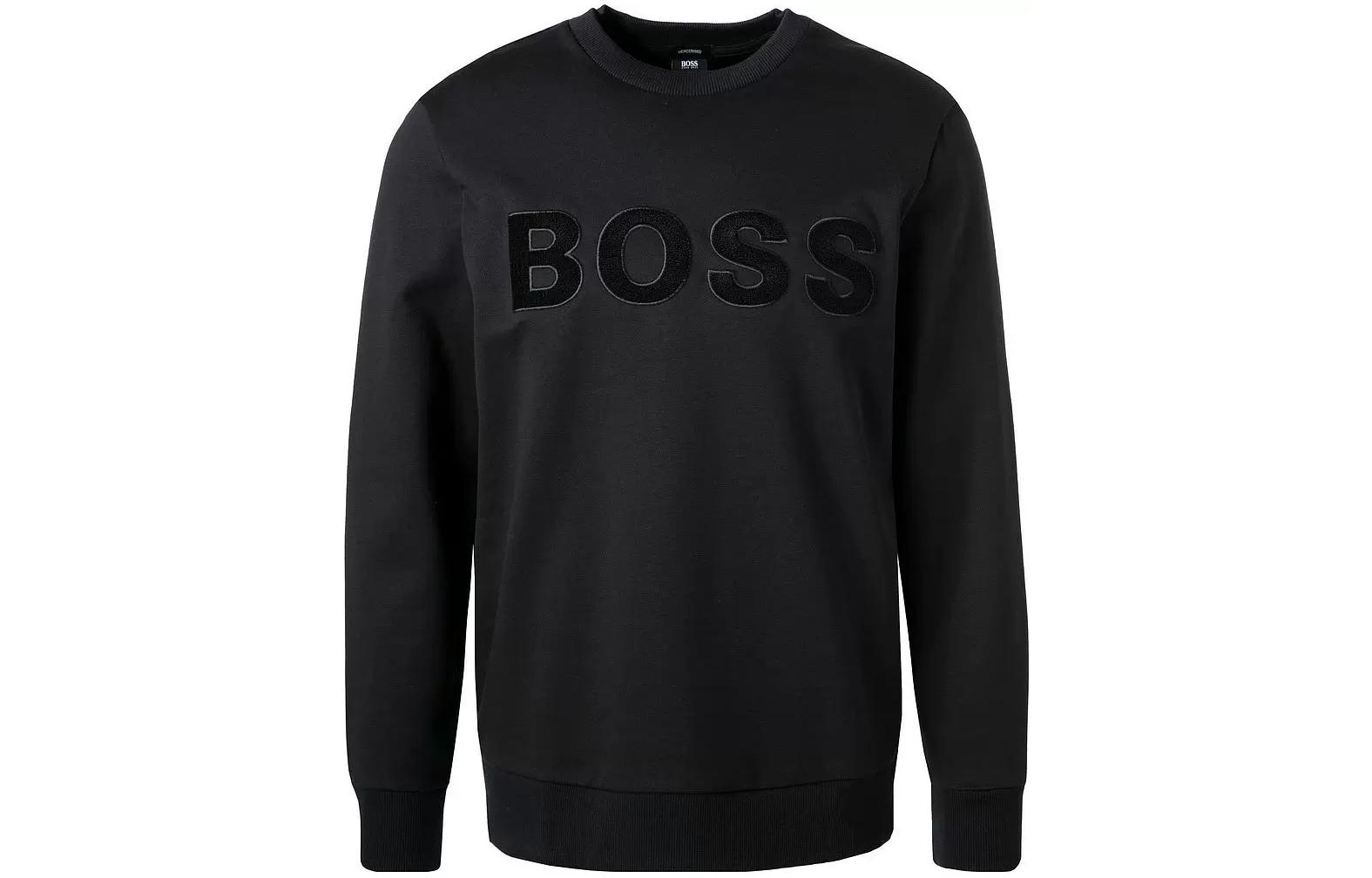 HUGO BOSS Solid Gray Crewneck Logo Sweatshirt 50462618-001