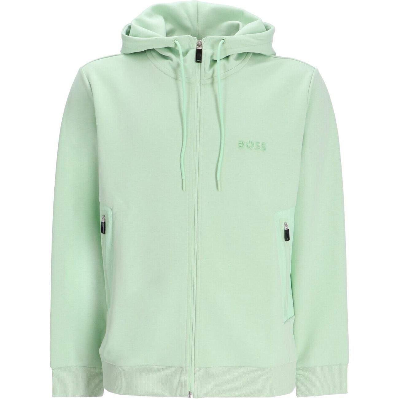 HUGO BOSS Solid Green Zip-Up Hoodie Long Sleeve 50510319-388
