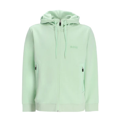 HUGO BOSS Solid Green Zip-Up Hoodie Long Sleeve 50510319-388