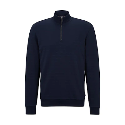 HUGO BOSS Solid Half-Zip Pullover Sweatshirt Navy Blue 50500328-404