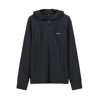 HUGO BOSS Solid Letter Logo Hoodie Jacket Men’s Deep Blue 50465669-402