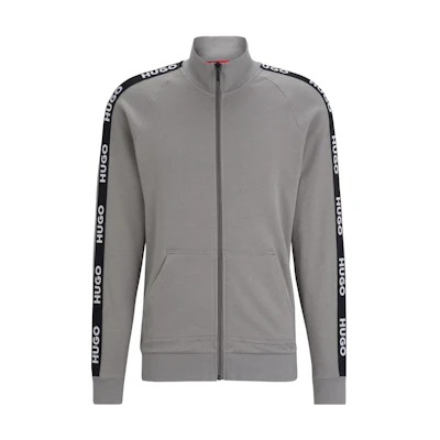 HUGO BOSS Solid Letter Print High-Neck Jacket - Gray 50496985-030