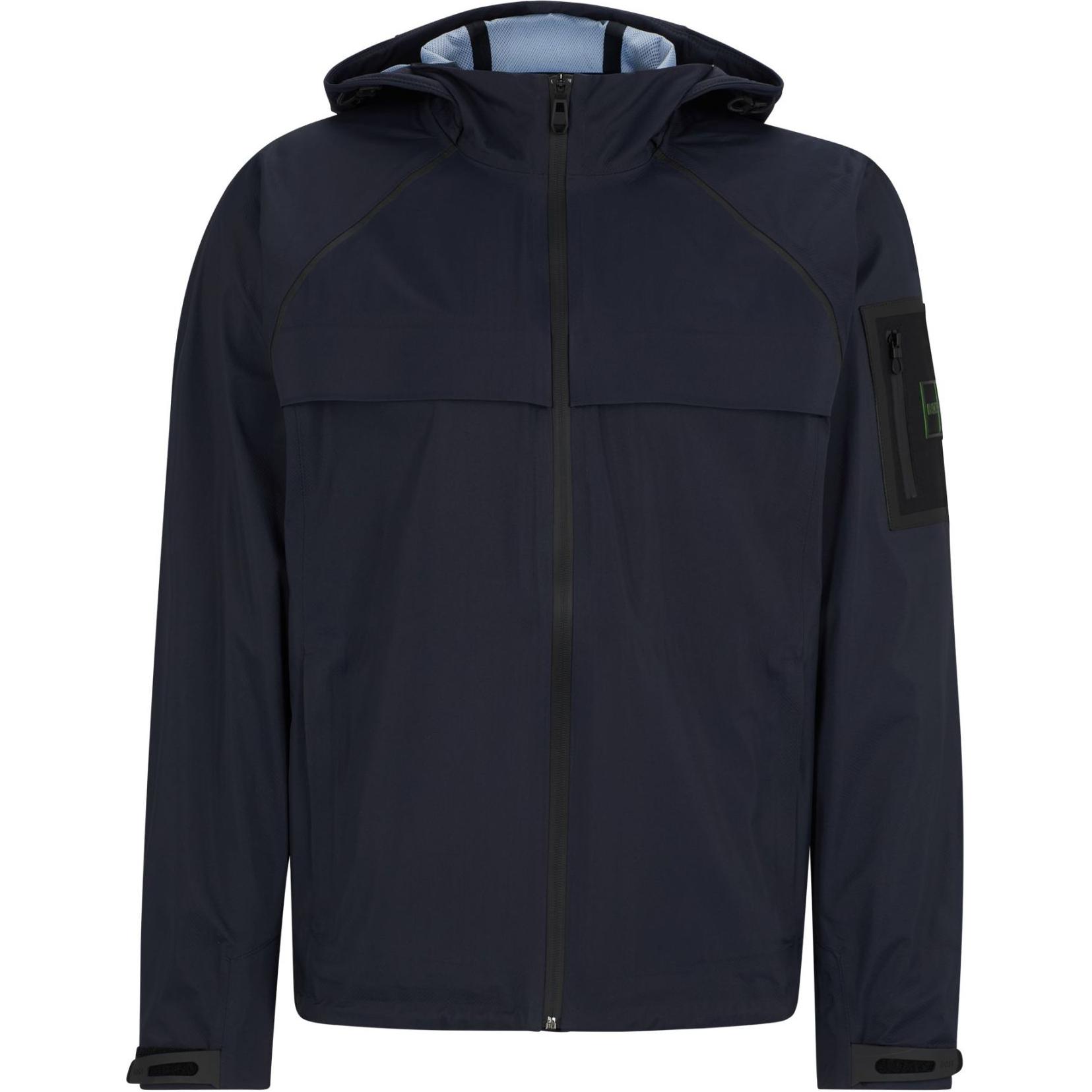 HUGO BOSS Solid Letter Zip-Up Hoodie Jacket Deep Blue 50514310-402