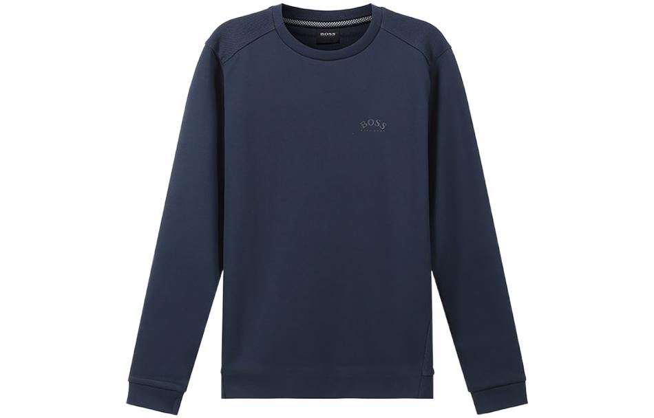 HUGO BOSS Solid Logo Cotton Sweatshirt Navy Blue 50455074-410