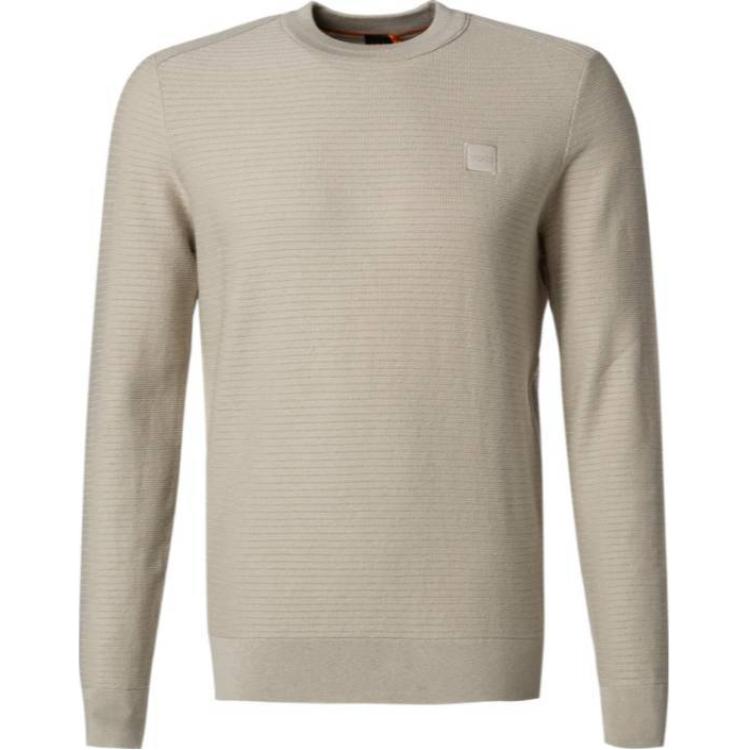 HUGO BOSS Solid Logo Crewneck Long Sleeve Sweatshirt Men’s Light Brown 50495784-271