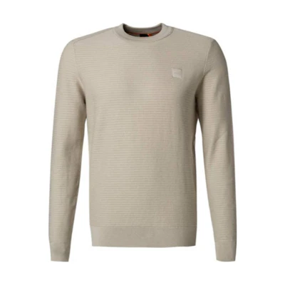 HUGO BOSS Solid Logo Crewneck Long Sleeve Sweatshirt Men’s Light Brown 50495784-271