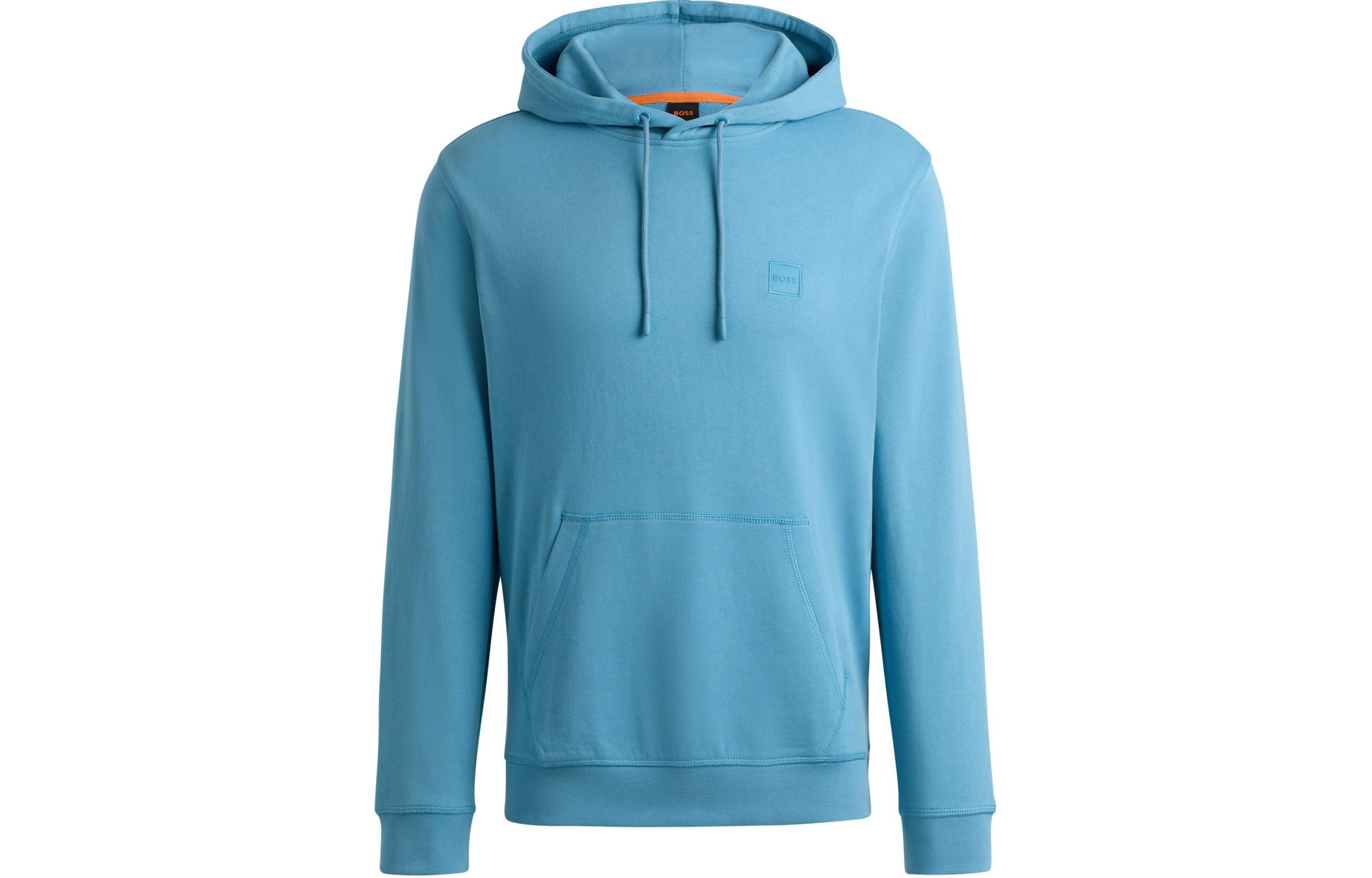 HUGO BOSS Solid Logo Embroidered Hoodie Blue 50509314-486