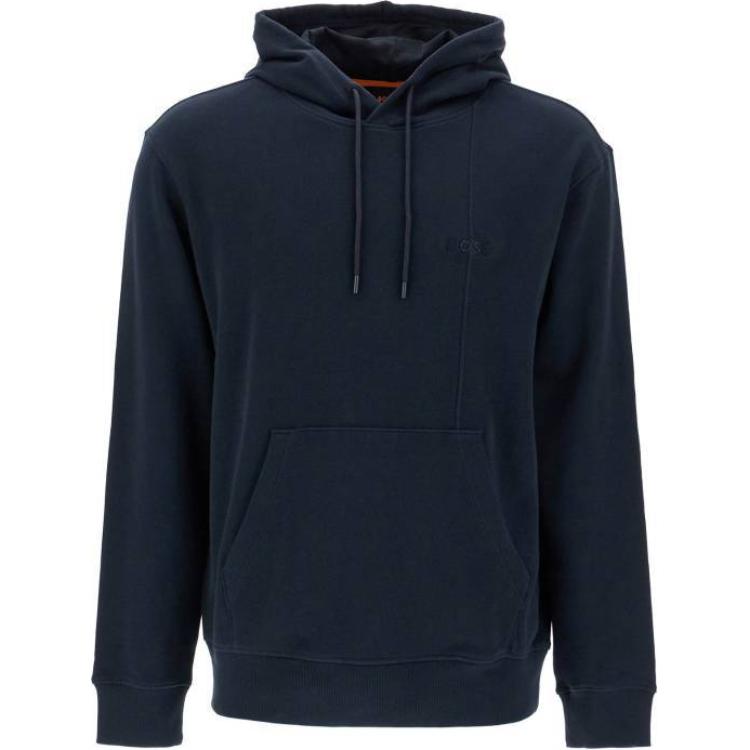 HUGO BOSS Solid Logo Embroidered Hoodie Long Sleeve - Blue 50521513-404