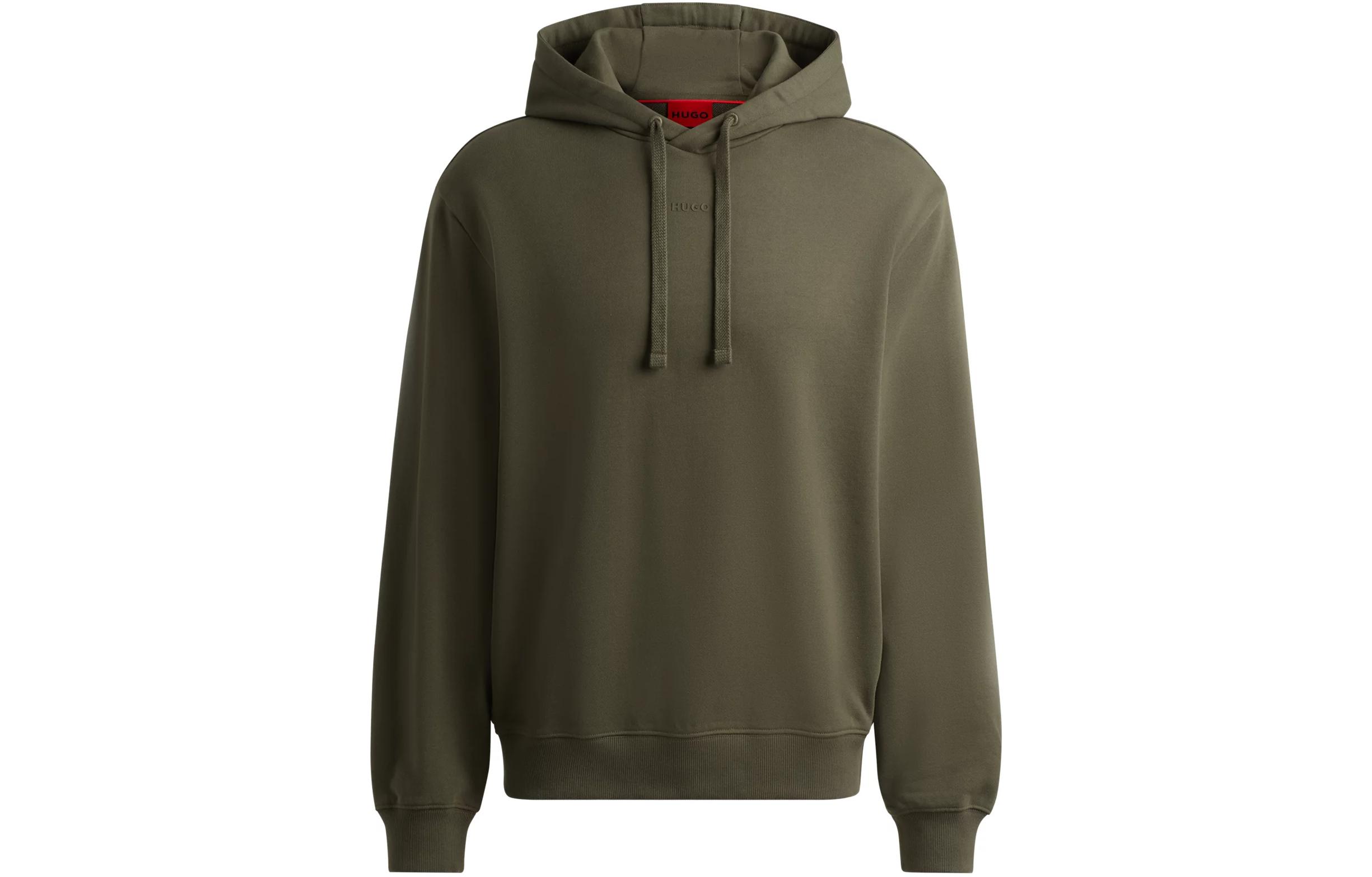 HUGO BOSS Solid Logo Embroidered Hoodie Men’s Deep Green 50486478-257