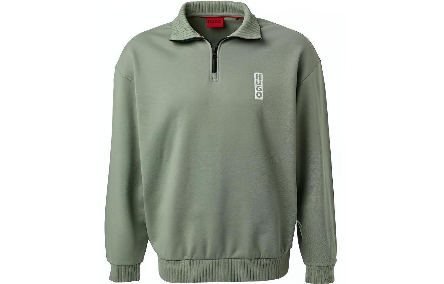 HUGO BOSS Solid Logo Long Sleeve Sweatshirt Green - 50494188-330