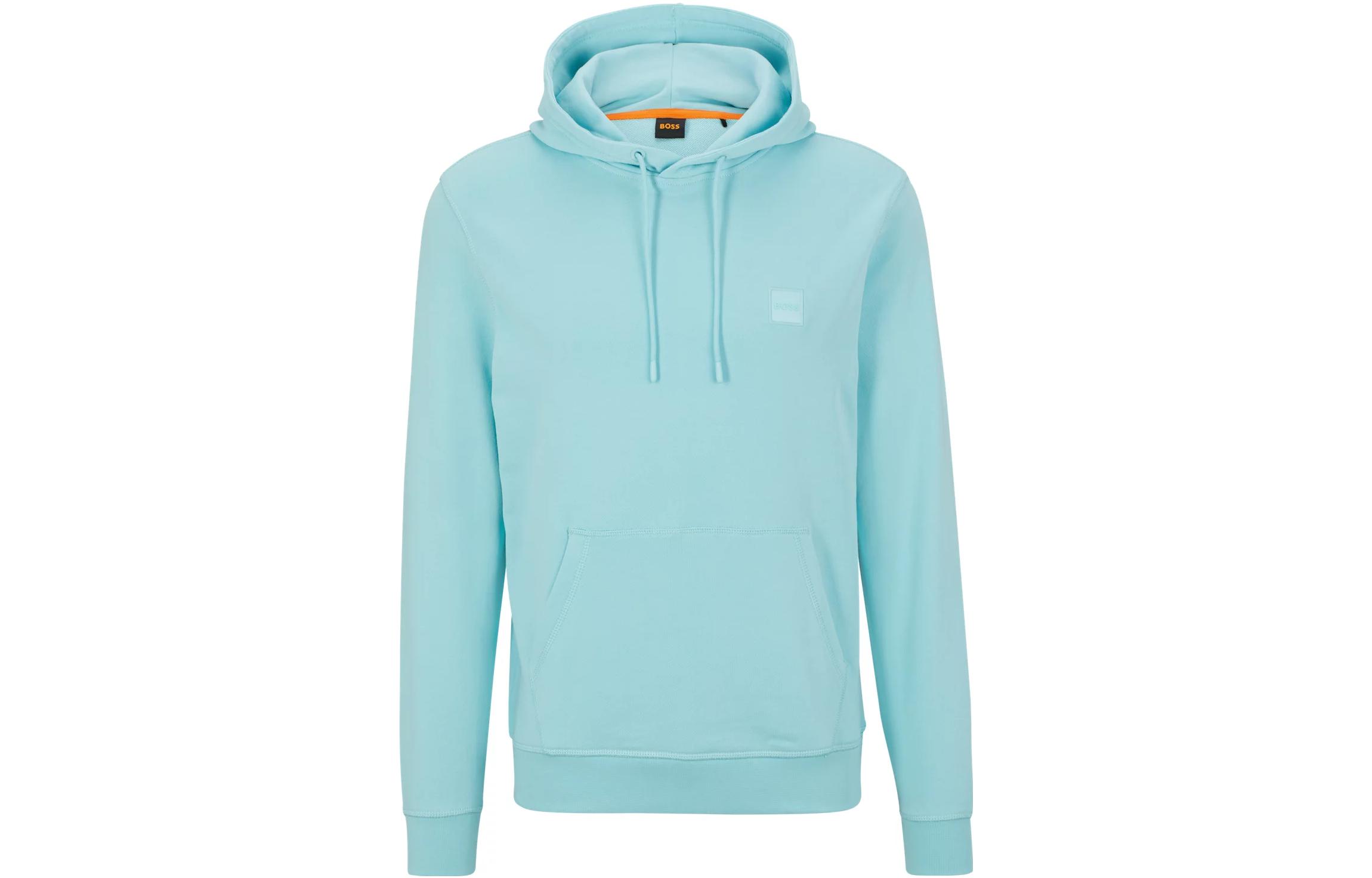 HUGO BOSS Solid Logo Patch Hoodie Light Blue 50468445-461