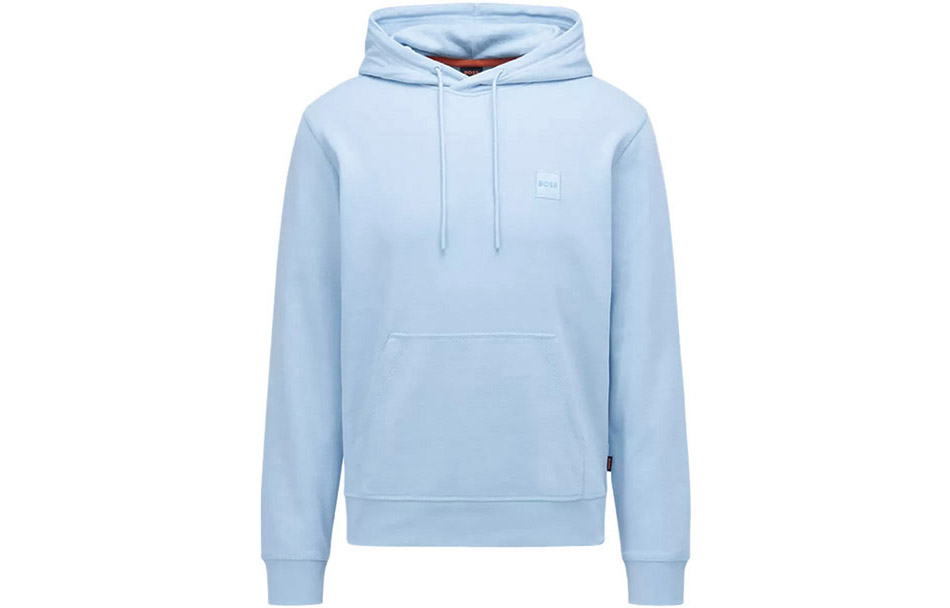 HUGO BOSS Solid Logo Patch Hoodie Light Blue 50468445-487
