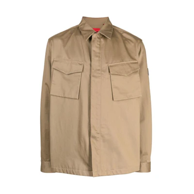 HUGO BOSS Solid Logo Patch Loose Fit Long Sleeve Jacket Light Brown 50495913-242
