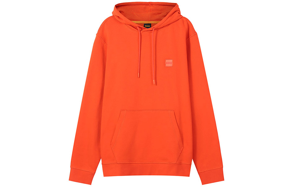 HUGO BOSS Solid Logo Patch Pullover Sweatshirt Orange Color 50468445-626