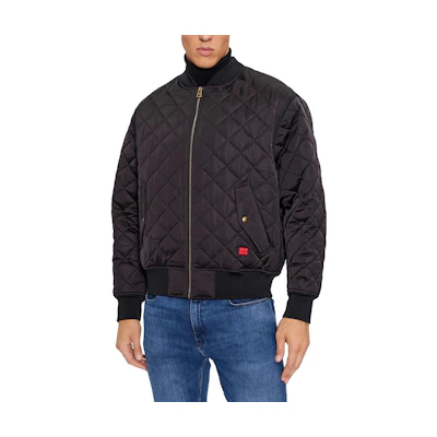 HUGO BOSS Solid Logo Patch Zip-Up Cotton Jacket Black. 50496402-001