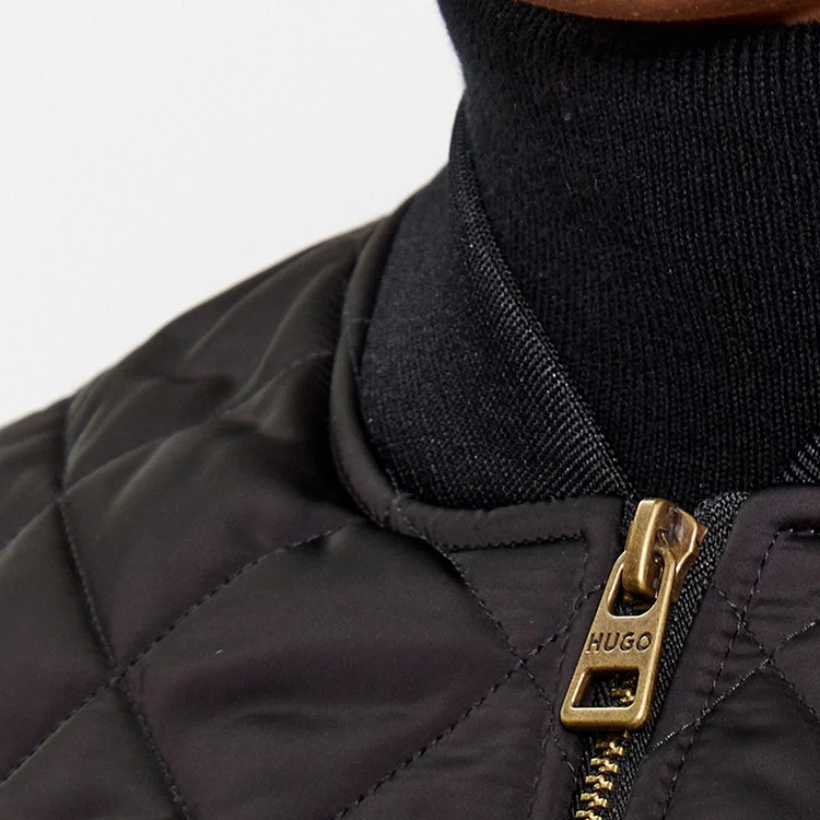 HUGO BOSS Solid Logo Patch Zip-Up Cotton Jacket  Black. 50496402-001 圖 5