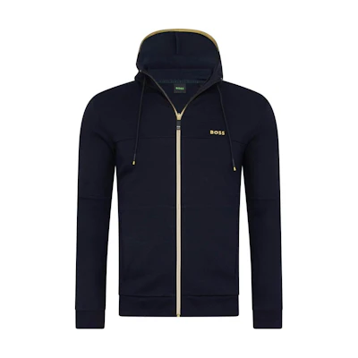 HUGO BOSS Solid Logo Print Hoodie Jacket for Men - Blue 50465950-402