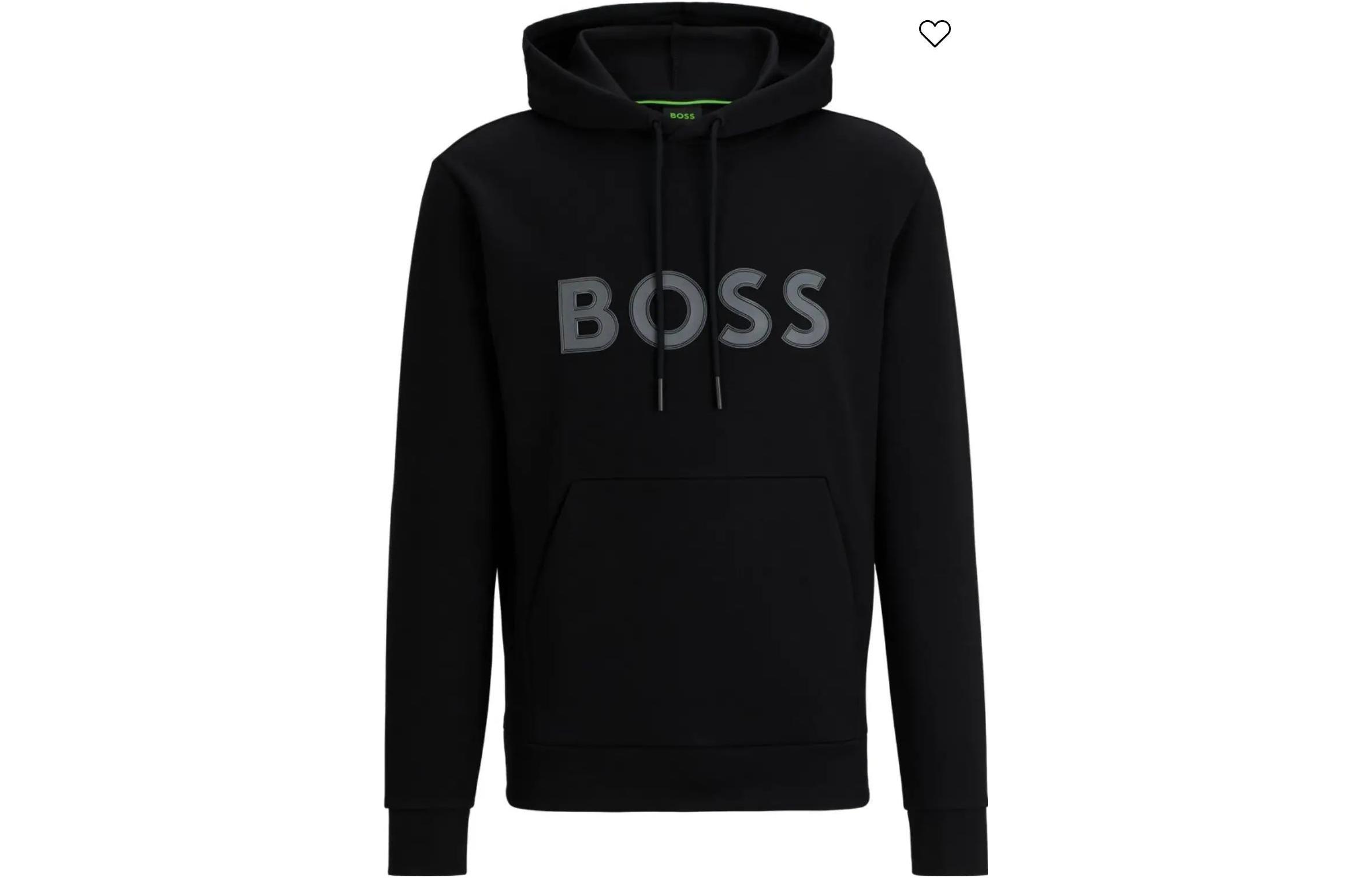 HUGO BOSS Solid Logo Print Pullover Hoodie Black 50504750-001