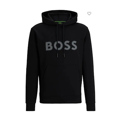 HUGO BOSS Solid Logo Print Pullover Hoodie Black 50504750-001