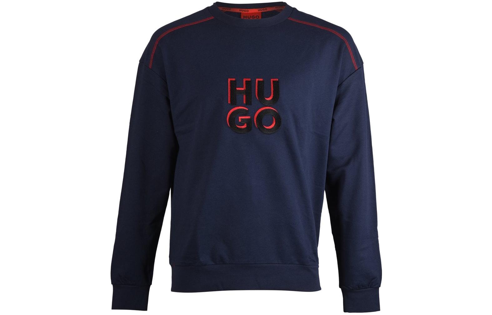 HUGO BOSS Solid Logo Print Sweatshirt Deep Blue 50478920-405