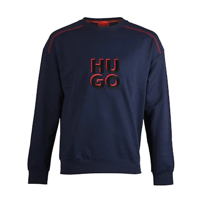 HUGO BOSS Solid Logo Print Sweatshirt Deep Blue 50478920-405