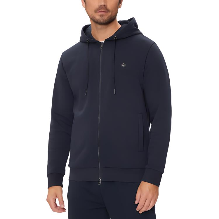 HUGO BOSS Solid Logo Zip-Up Hoodie Jacket Men’s Deep Navy Blue. 50520303-404