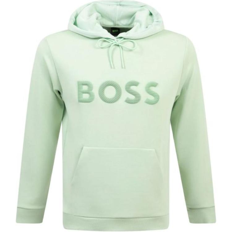 HUGO BOSS Solid Mint Green Hoodie Pullover Long Sleeve Sweatshirt 50510334-388