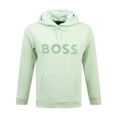 HUGO BOSS Solid Mint Green Hoodie Pullover Long Sleeve Sweatshirt 50510334-388