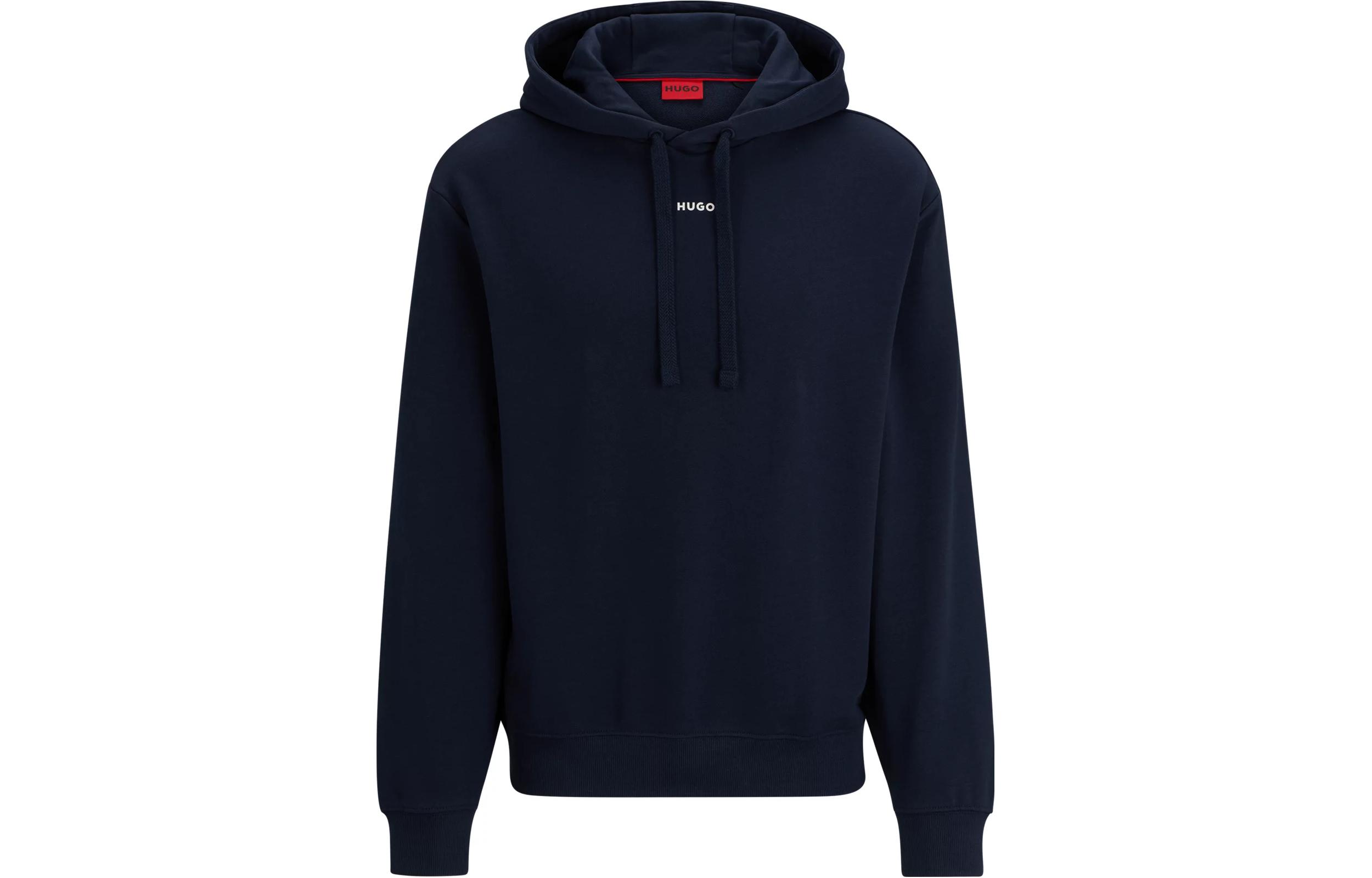 HUGO BOSS Solid Navy Blue Casual Hoodie 50486478-405